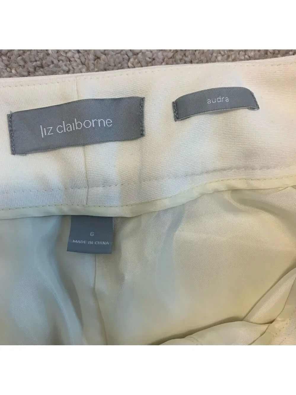 LIZ Claiborne cream Audra trouser pants Sz 6